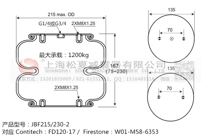 JBF215/230-2橡膠<a href='http://m.ghwfdjs.cn/' target='_blank'><u>空氣彈簧</u></a>