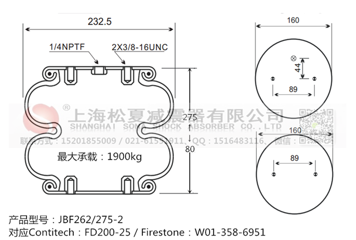 JBF262/275-2橡膠<a href='http://m.ghwfdjs.cn/' target='_blank'><u>空氣彈簧</u></a>