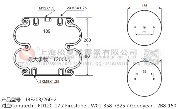 JBF203/260-2橡膠<a href='http://m.ghwfdjs.cn/' target='_blank'><u>空氣彈簧</u></a>